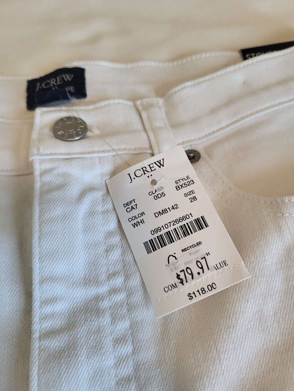 J. Crew White Denim Stovepipe Jeans - Picture 2 of 4